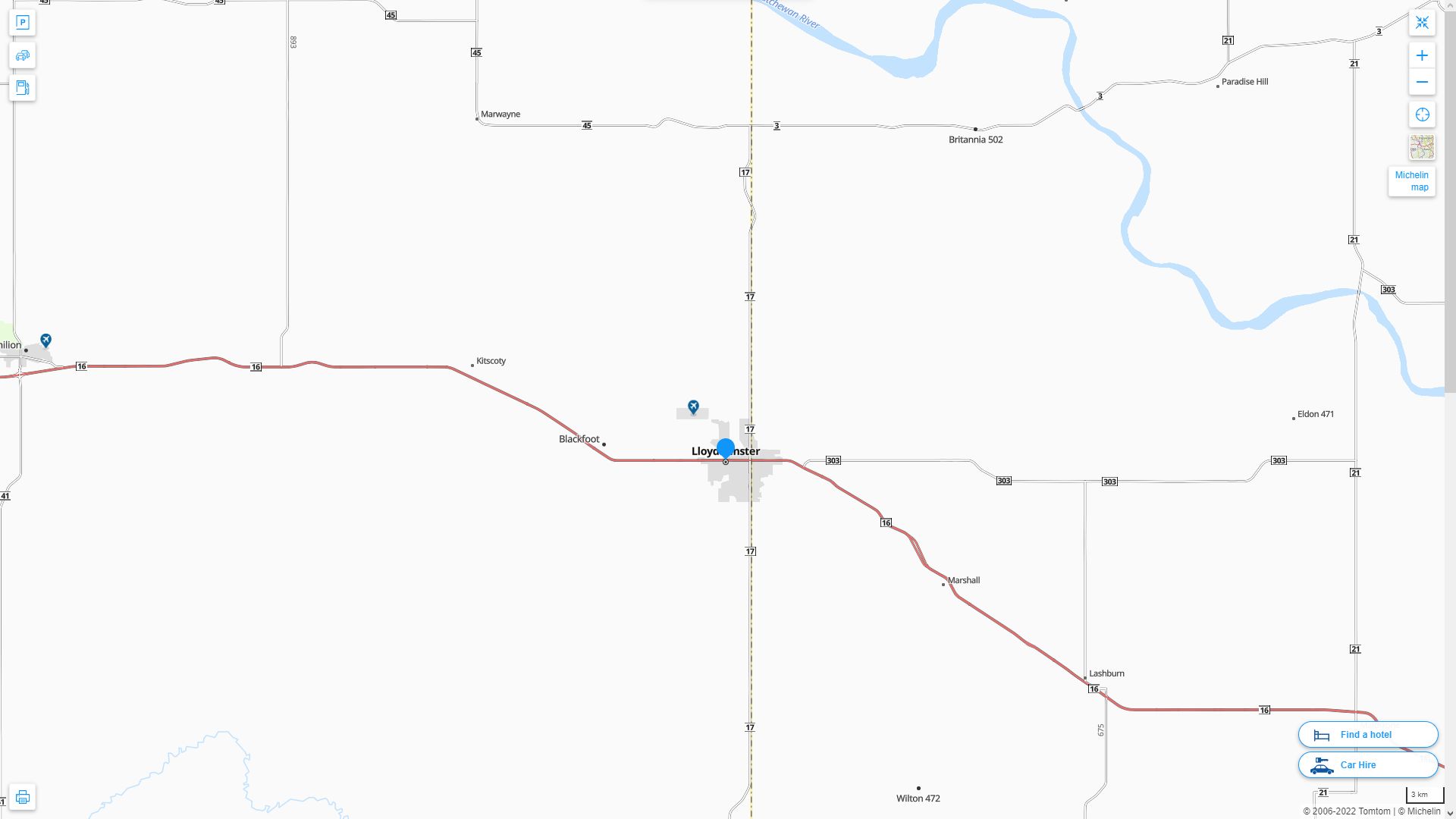 Lloydminster Canada Autoroute et carte routiere